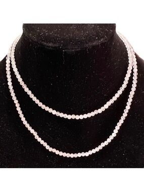 ROSE QUARTZ NATURAL BEADS 17 1/2” Long Necklace Soft Pink Elegance Delicate